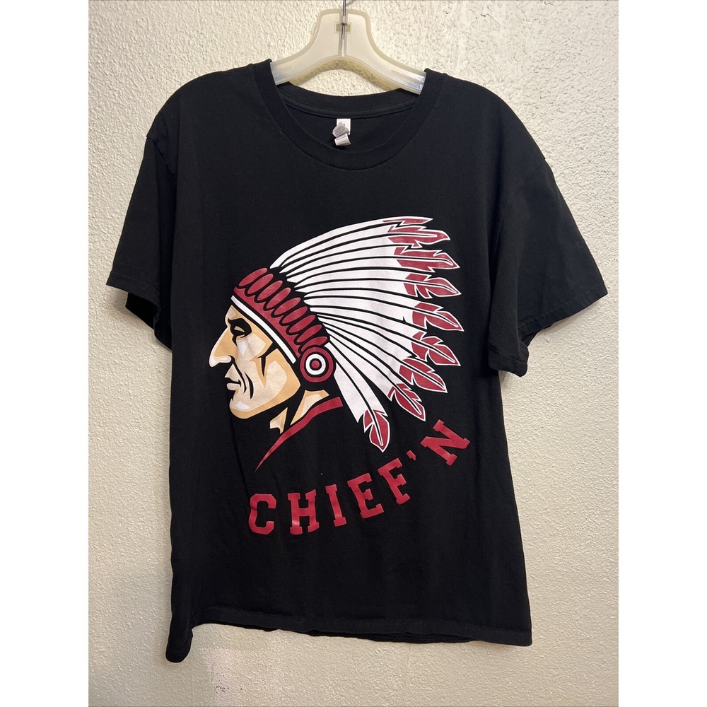 CHIEF'N Graphic T Shirt Mens Large Black Alstyle Apparel Short Sleeve Crew Neck